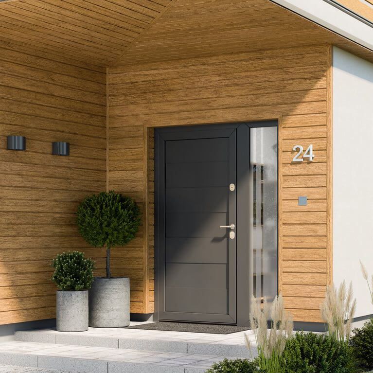 Die VIFRONT MAX 3 Kunststofffassadenpaneele können Ihrem Haus eine einladende Verbindung von zeitgemäßem Design und klassischer Holzoptik verleihen.