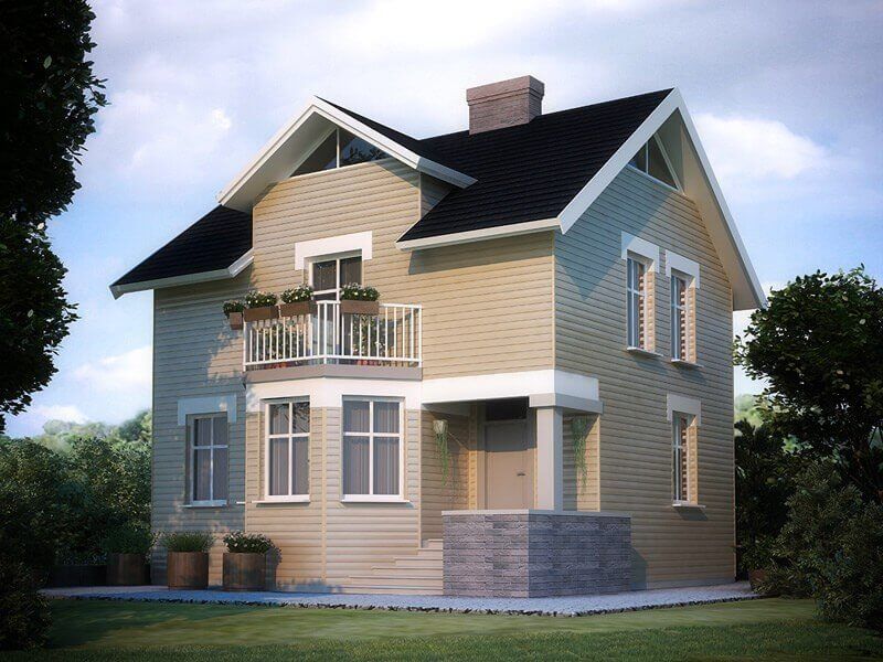 Landhaus mit einer Canadian Siding Fassade in der Farbe beige.